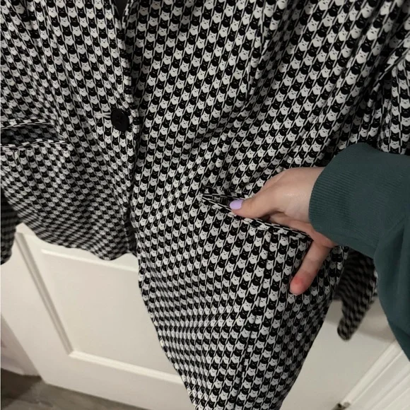 Betabrand Catstooth Transcendent Blazer - Black & White - Size Large - Picture 4 of 8